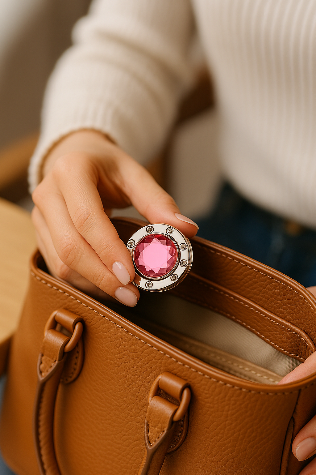 Gancho Plegable de Mesa para Bolso – Seguro, compacto y elegante